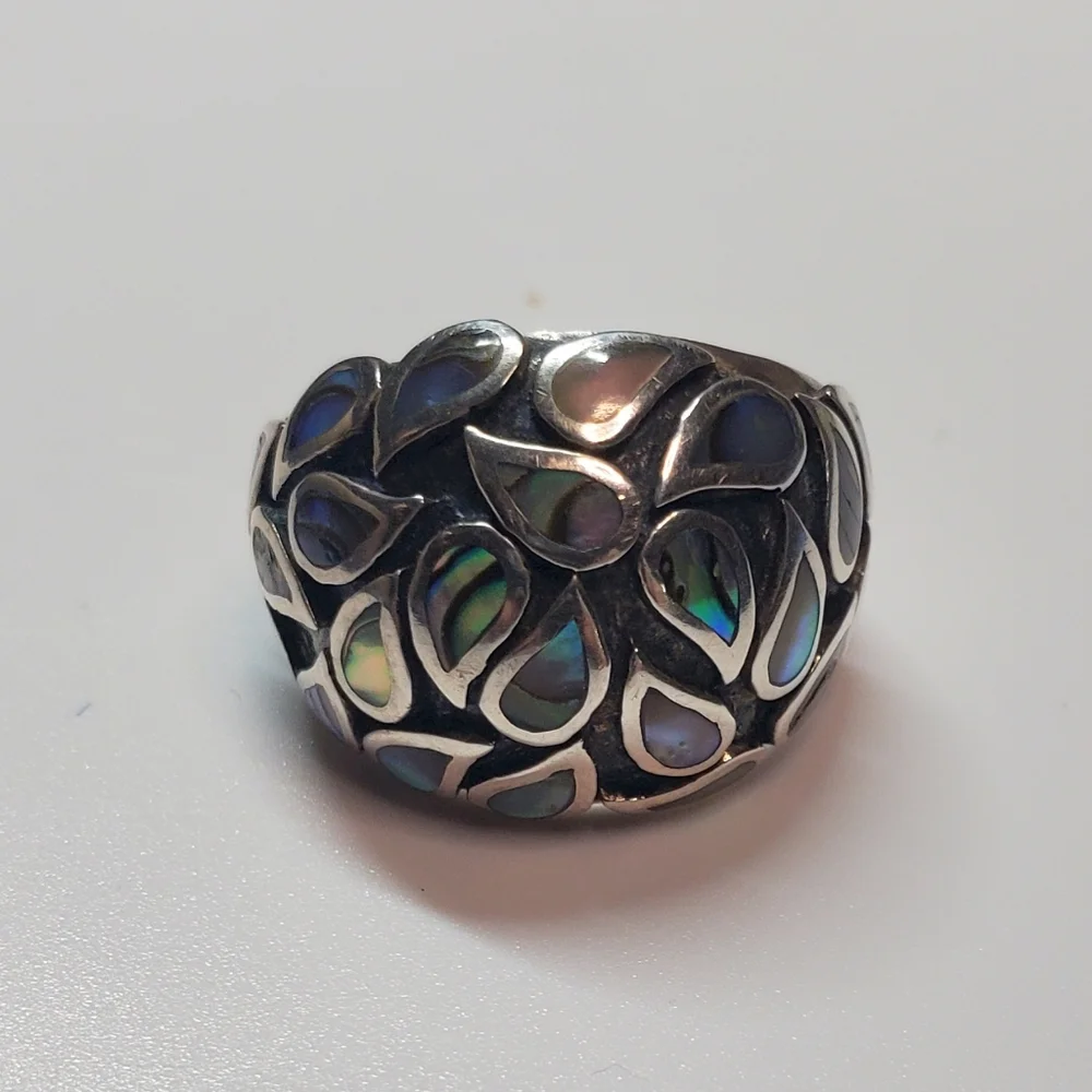 CPT Abalone Inlay Sterling Silver Dome Ring Size7
